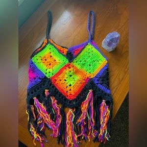 Handmade crocheted summer festie top
